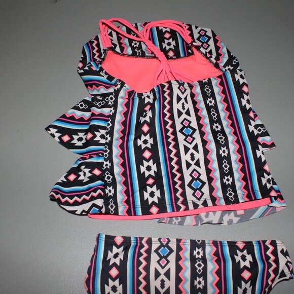 Multi Color 2 Pcs Justice Tankini Swimsuit Size 7 - Picture 6 of 10
